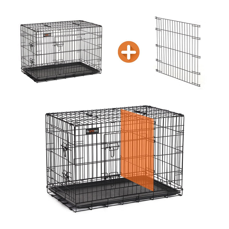 Cage de chien - boîte de chien - 2 portes - 107 x 70 x 77,5 cm - noir