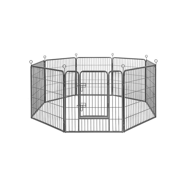 Puppyren - Dierenbox  - Met 8 roosterplaten - Buitenverblijf - Grijs