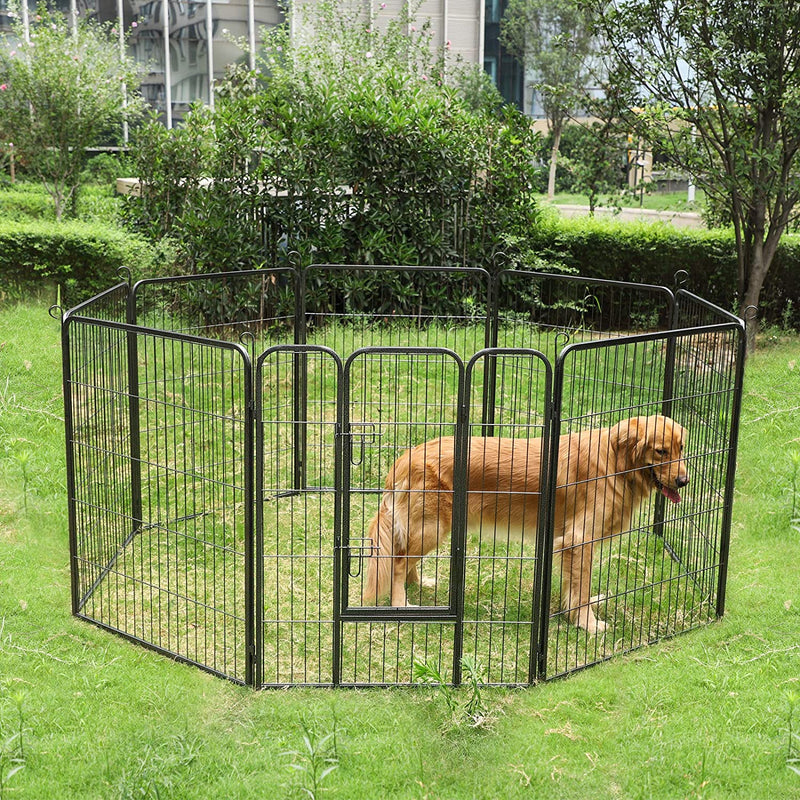 Puppyren - Dierenbox  - Met 8 roosterplaten - Buitenverblijf - Grijs