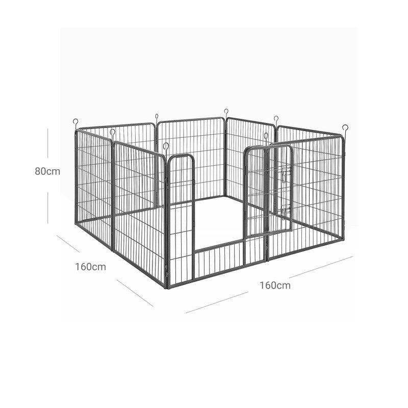 Puppyren - Animal Box - cu 8 plăci de grilă - Reședința de țară - Gri