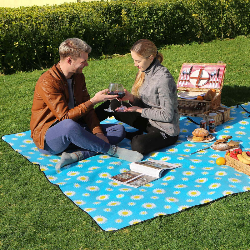 Picknickfilt - strandfilt - termiskt isolerad - vattentät - 200 x 200 cm - blå