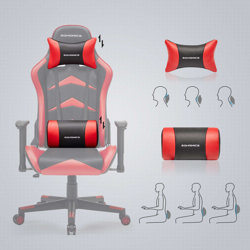 Spelstol - Office Chair - Ergonomic Office Chair - Justerbara armstöd - Svart / rött