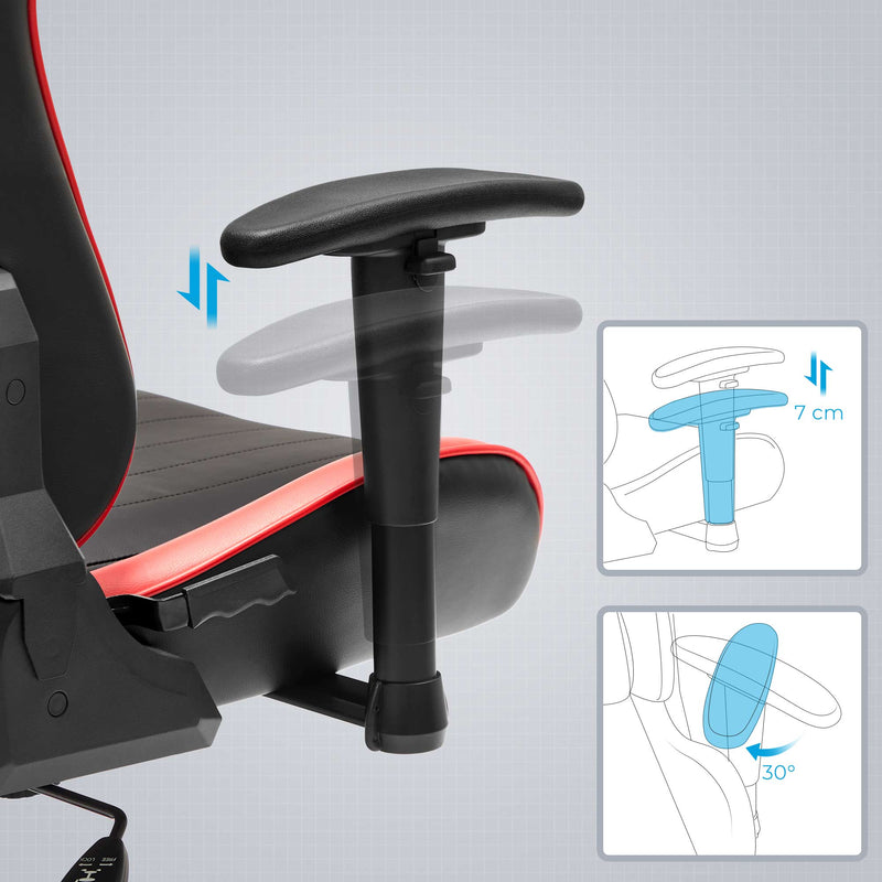 Spelstol - Office Chair - Ergonomic Office Chair - Justerbara armstöd - Svart / rött