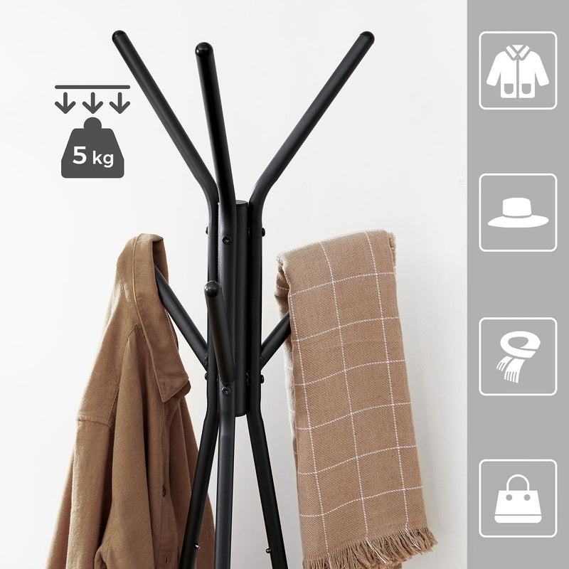 Rack de manteau - arbre - Rack en manteau en forme - avec 2 étagères - détaché - noir gris