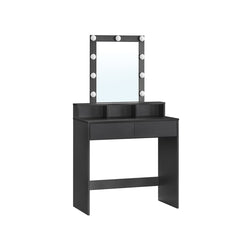 Dressing Table - Make -Up Table - 2 Store skuffer - med spejl og belysning - sort