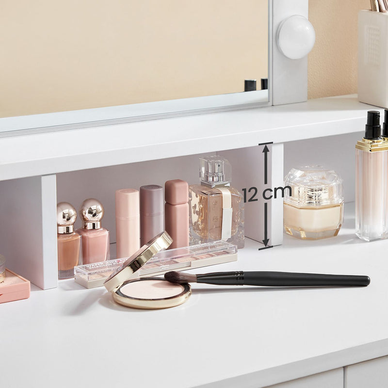 Dressing Table - Make Up Table - Tabel cosmetic - cu oglindă și becuri - luminozitate reglabilă - cu 2 sertare - alb