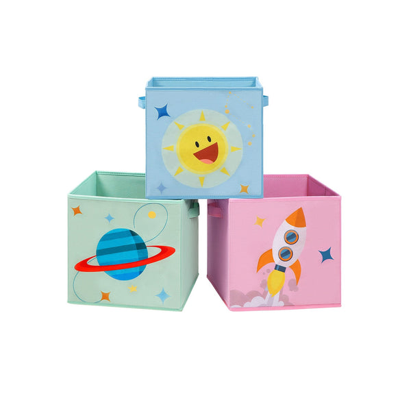 Opbergboxen - Set van 3 - Speelgoed - Stoffen dozen - Kinderkamers - Blauw / Groen / Roze