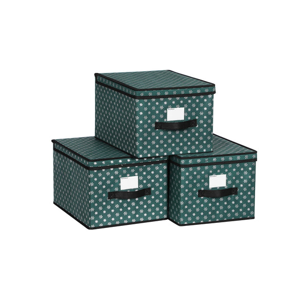 Cutii de depozitare - cu capace - set de 3 - verde