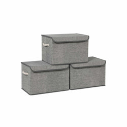 Boîtes de rangement - Ensemble de 3 boîtes de tissu - avec couvercle - gris