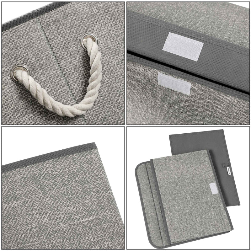 Boîtes de rangement - Ensemble de 3 boîtes de tissu - avec couvercle - gris