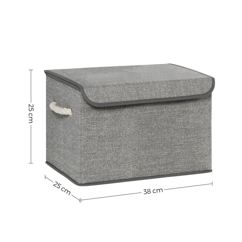 Boîtes de rangement - Ensemble de 3 boîtes de tissu - avec couvercle - gris