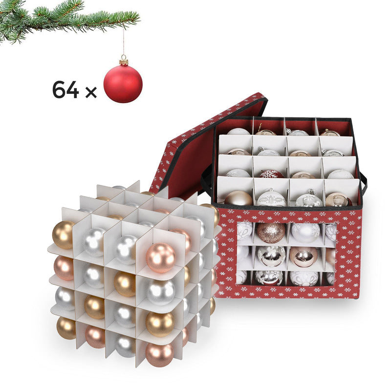 Boîtes de rangement pour les balles de Noël - Ensemble de 3 boîtes pliantes - 64 petits compartiments par boîte