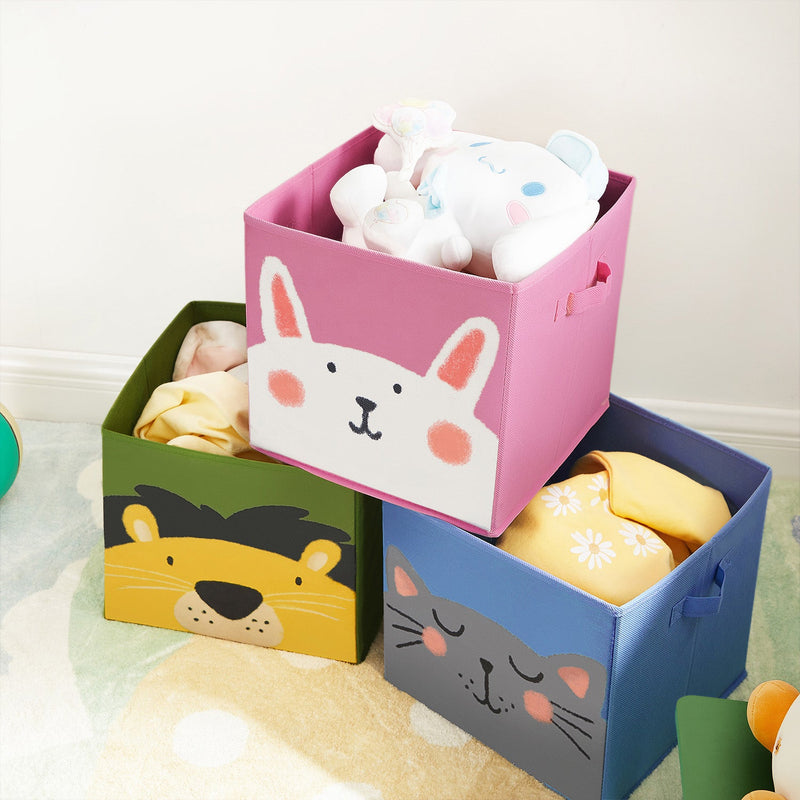 Ensemble de 3 boîtes pliantes pour les enfants - boîtes de rangement - Animaux