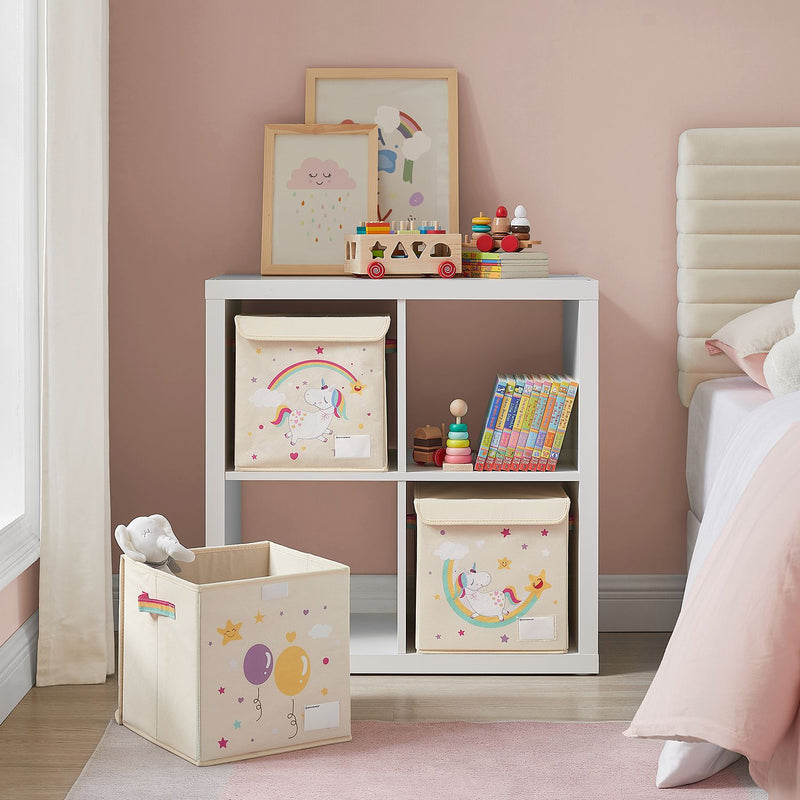 Boîte de rangement - avec couvercle - Ensemble de 3 - Panier de stockage - Stockage de jouets - Beige