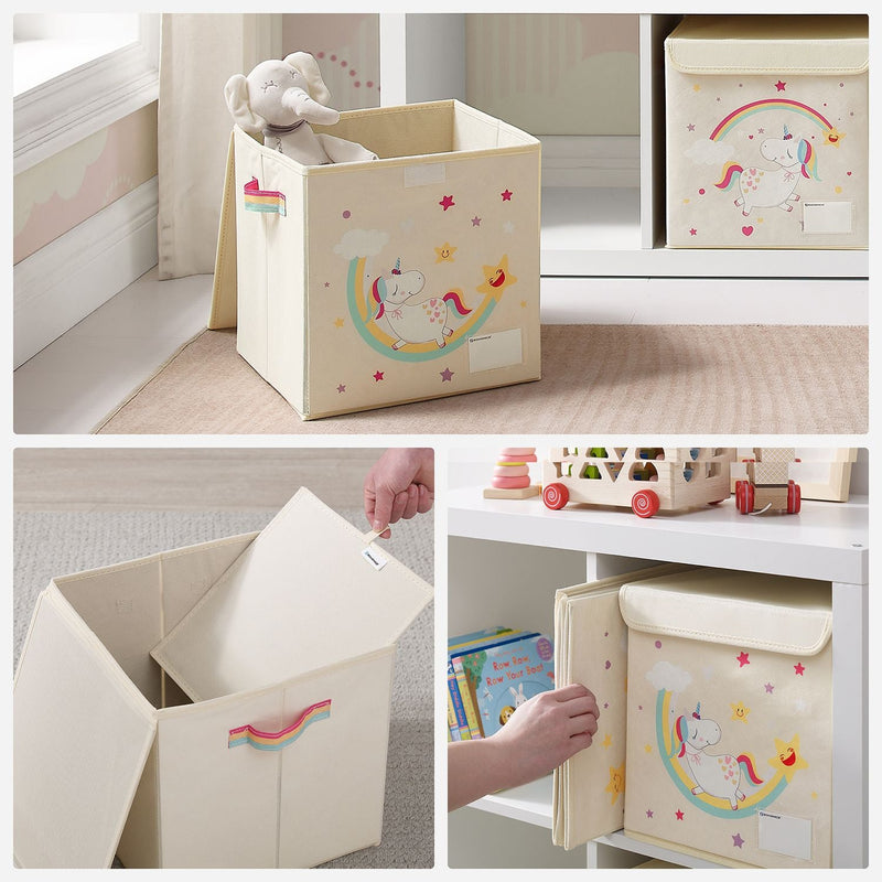 Boîte de rangement - avec couvercle - Ensemble de 3 - Panier de stockage - Stockage de jouets - Beige