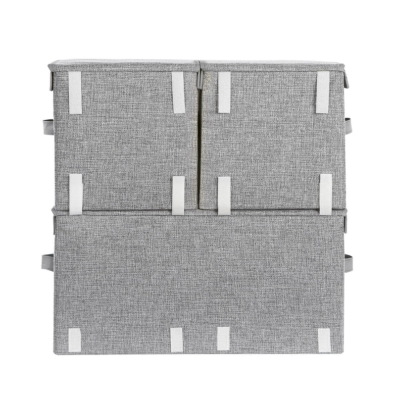 Boîte de rangement empilable - avec couvercle - Ensemble de 3 - gris