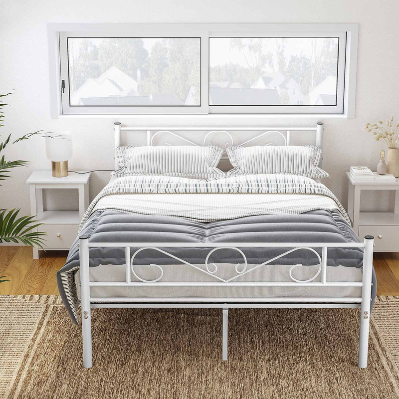 Tweepersoonsbedframe - Metalen frame - 140x190cm - Wit