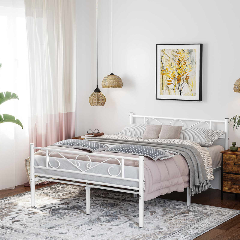 Double Bed Frame - Metal Frame - 140x190cm - vit