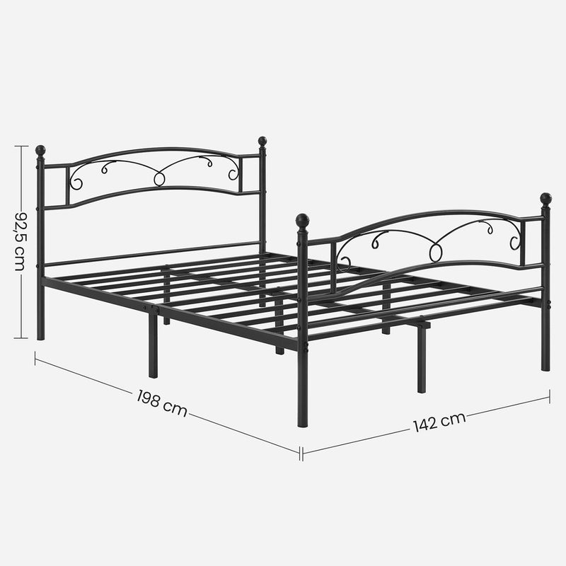 Tweepersoons Ledikant - Bedframe -  Metalen Bedstede - Zwart