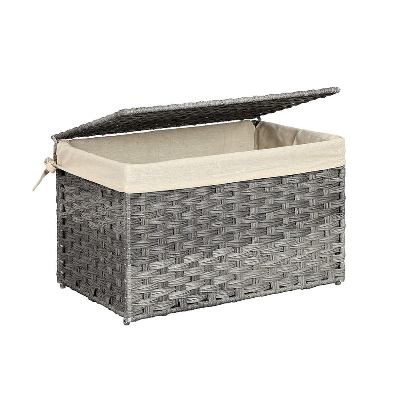 Cutie de depozitare - Coș de depozitare - Coș de rufe - Coș de pernă - Cutie de depozitare - Polyrattan - Grey