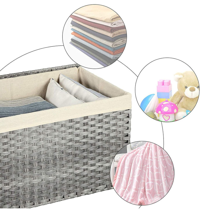 Boîte de rangement - Panier de rangement - Panier à linge - Panier de coussin - Boîte de rangement - Polyrattan - Gray