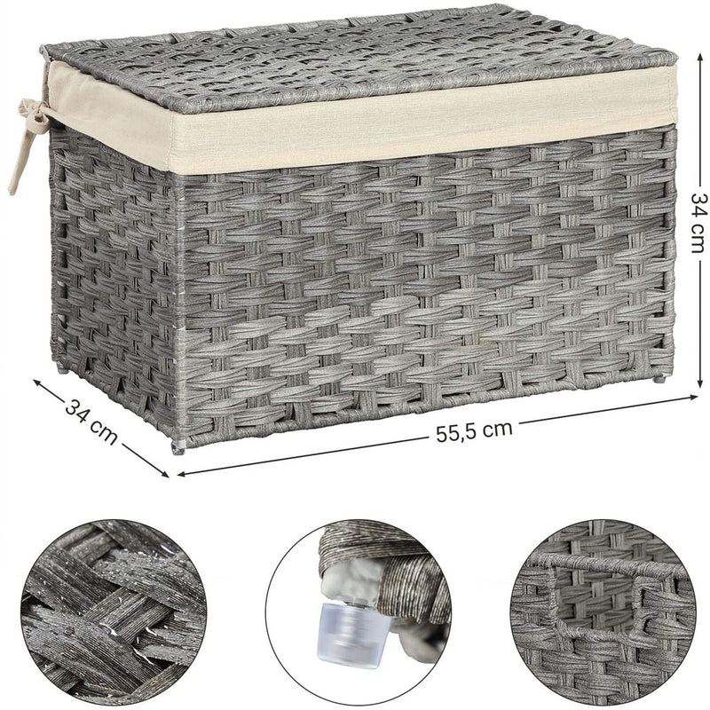 Boîte de rangement - Panier de rangement - Panier à linge - Panier de coussin - Boîte de rangement - Polyrattan - Gray