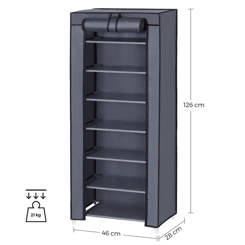 Sko rack - Skodabinet - 7 niveauer - med stofbolstring