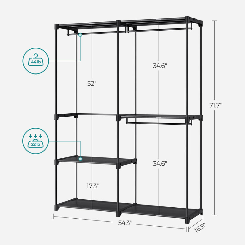 Garderobe - Garderobe - Frakoblet garderobe - sammenfoldelig - frakkeholder med tøjpinde - 112 x 43 x 165 cm - sort