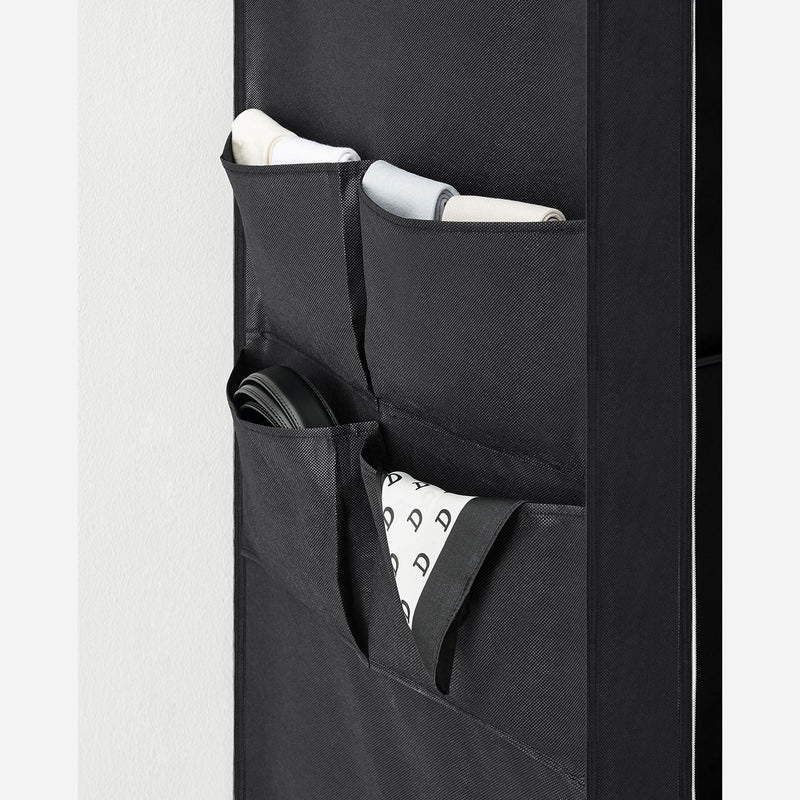 Linnedskab - garderobe - 45 x 170 x 167 cm - 4 hængende sektioner - med hylder - sort