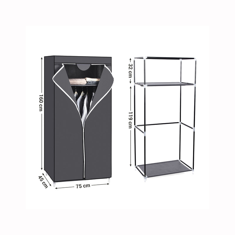 Rack de vêtements - Armoire - Armoire - Stockage de vêtements - Armoire en tissu - noir