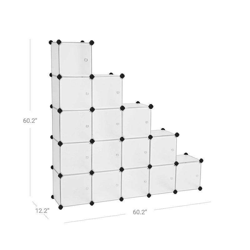 Skåp - med dörrar - förvaringsskåp - kuber - 15 stycken - transparent