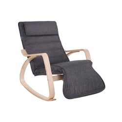 Relaxfauteuil - Schommelstoel - Relaxstoel - Met voetsteun - Donkergrijs