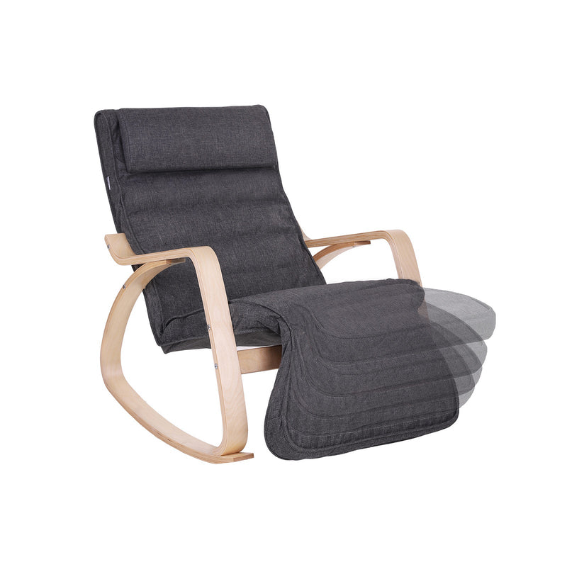 Relaxfauteuil - Schommelstoel - Relaxstoel - Met voetsteun - Donkergrijs