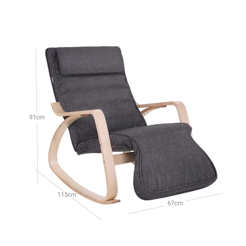 Relaxfauteuil - Schommelstoel - Relaxstoel - Met voetsteun - Donkergrijs