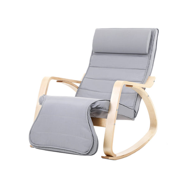 Relax Chair - Rocking Chair - Med fotstöd - Lastkapacitet 150 kg - ljusgrå