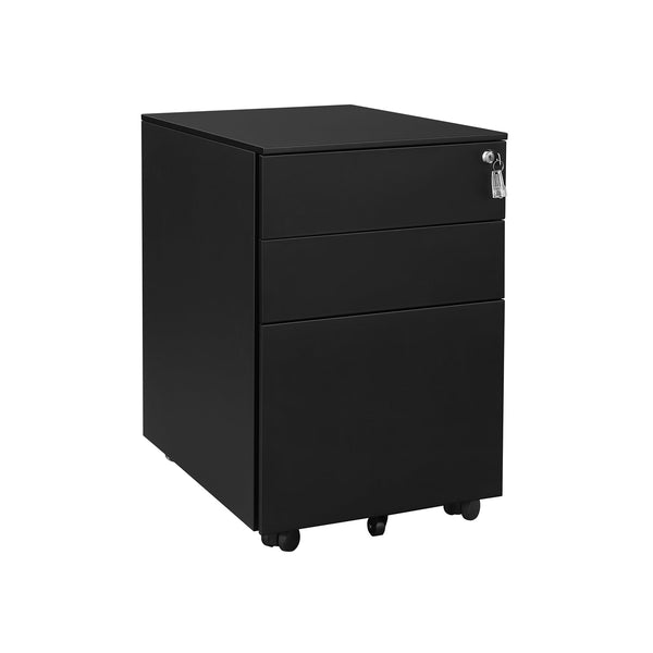 LadeBlok - Conteneur mobile - Coffre de tiroirs - 3 tiroirs - armoire de bureau - avec verrouillage - noir