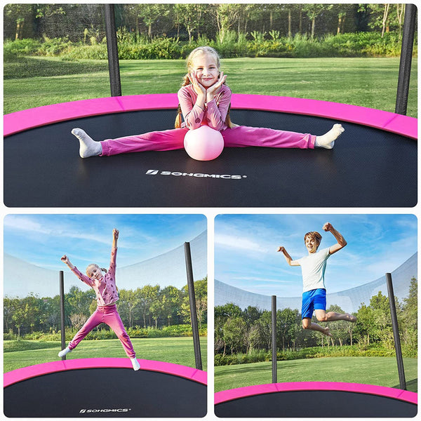 Trampolin - Garden Trampoline - Ø 183 cm - med sikkerhedsnet - med trapper - lyserød