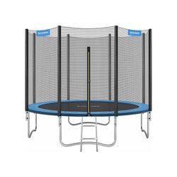 Stor trampolin - med säkerhetsnät - stege och vadderade stolpar - Ø 305 cm