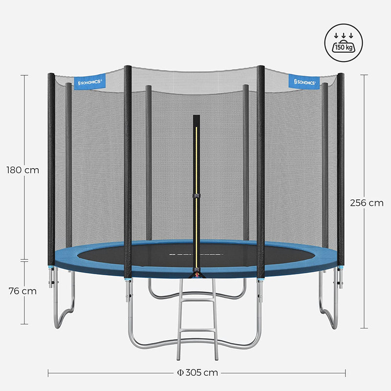 Grand trampoline - avec filet de sécurité - échelle et poteaux rembourrés - Ø 305 cm