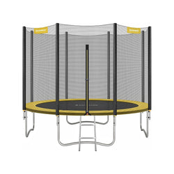 Grand trampoline - Ø 305 cm - avec échelle de filet de sécurité - jaune