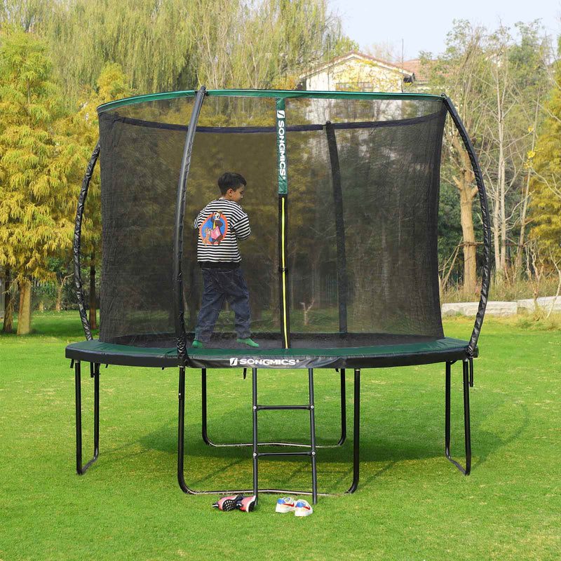 Trampolin - Garden Trampoline - Ø 305 cm - med säkerhetsnät - med trappor - Grönt