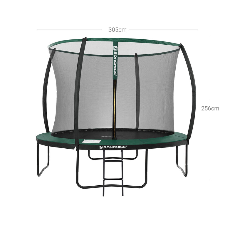 Trampolin - Garden Trampoline - Ø 305 cm - med sikkerhedsnet - med trapper - grøn