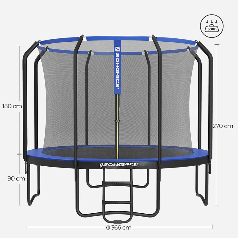 Trampoliini - turvaverkko ja tikkaat - 305 cm - tummansininen