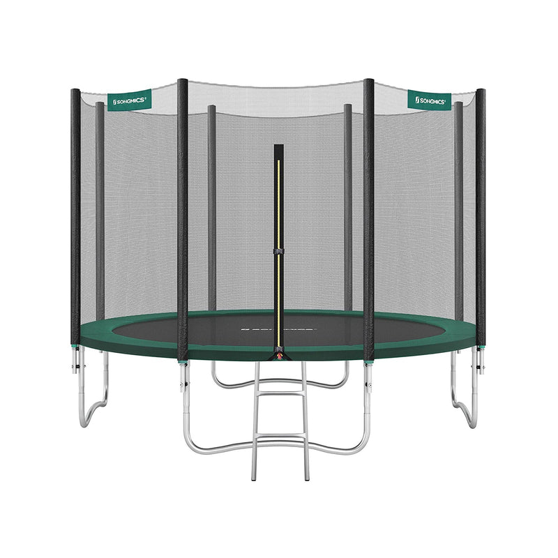 Trampoline Ø 305 cm - Trampoline de jardin ronde - avec filet de sécurité - avec échelle - vert