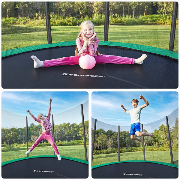 Trampoline Ø 305 cm - Ronde tuintrampoline - Met veiligheidsnet - Met ladder - Groen