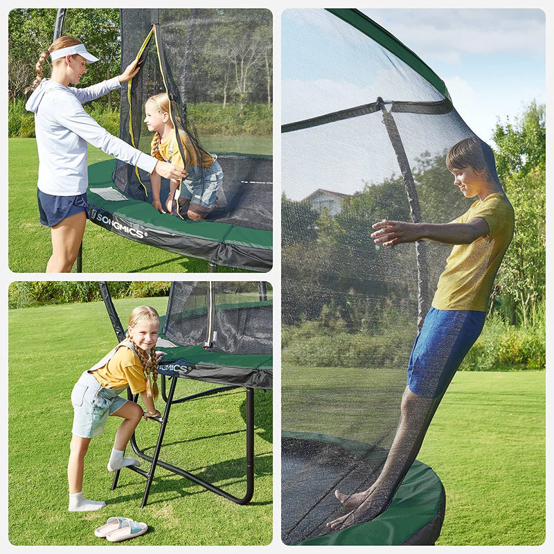 Trampolin - Garden Trampoline - rund trampolin - med säkerhetsnät - grönt / svart