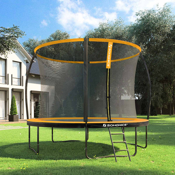 Garden Trampoline - Ø 366 cm - med säkerhetsnät - med trappor - Orange