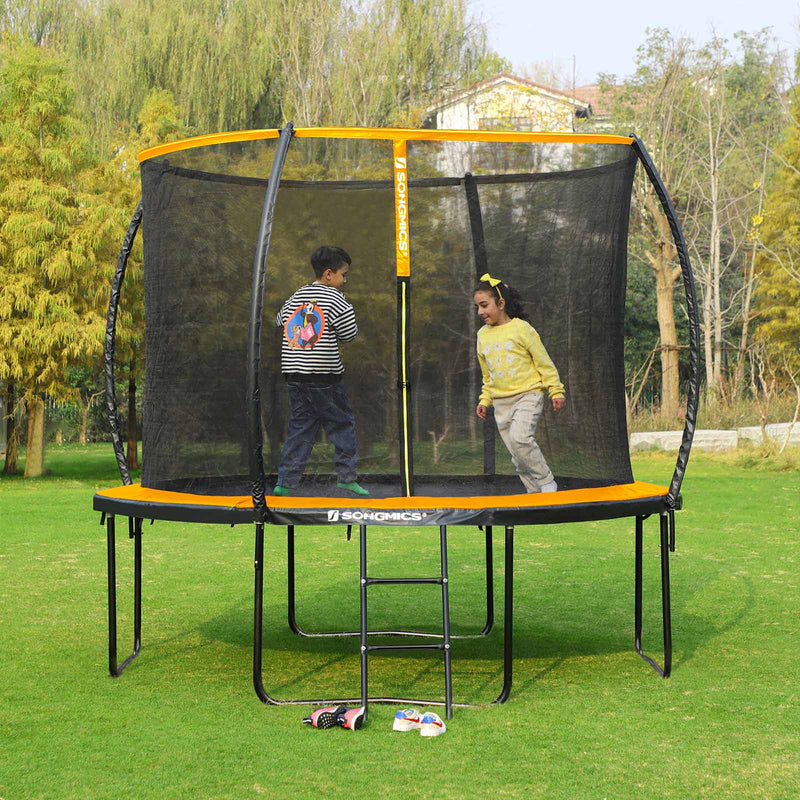 Trampoline de jardin - Ø 366 cm - avec filet de sécurité - avec escaliers - orange