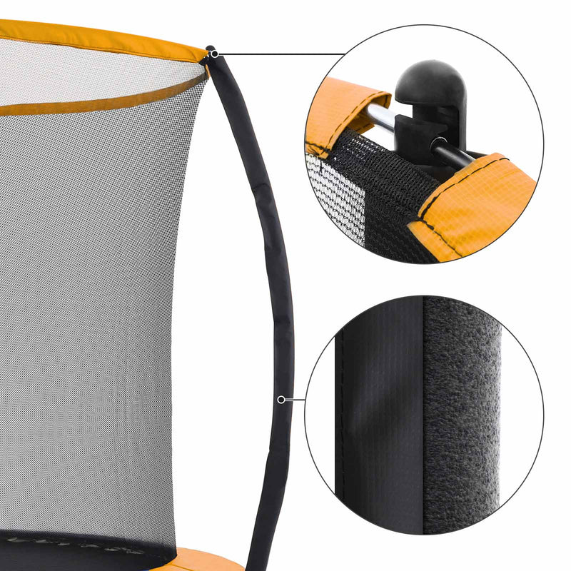 Trampoline - avec filet de sécurité - Ø 305 cm - noir-orange