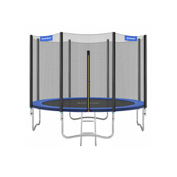 Trampolin - ekstra stor - 366 cm - med sikkerhedsnet - med trapper - blå